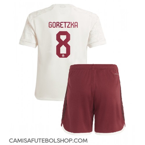 Camisa de time de futebol Bayern Munich Leon Goretzka #8 Replicas 3º Equipamento Infantil 2023-24 Manga Curta (+ Calças curtas)